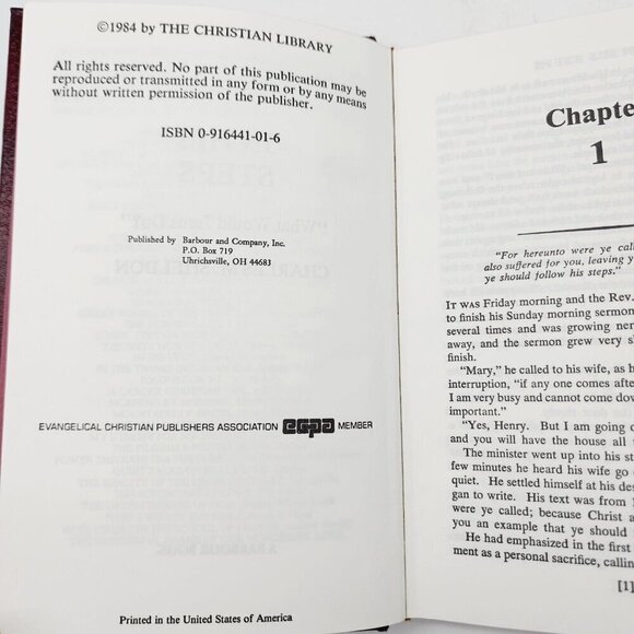 In His Steps by Charles M Sheldon 1984 What Would Jesus Do Christian Library HC - Picture 3 of 11